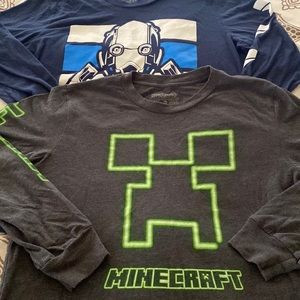 Minecraft and Fortnite long-sleeved t-shirts, Size 18/20/XL